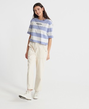 Superdry Harper Stripe Boxy Női Pólók Kék | XNAVF6139